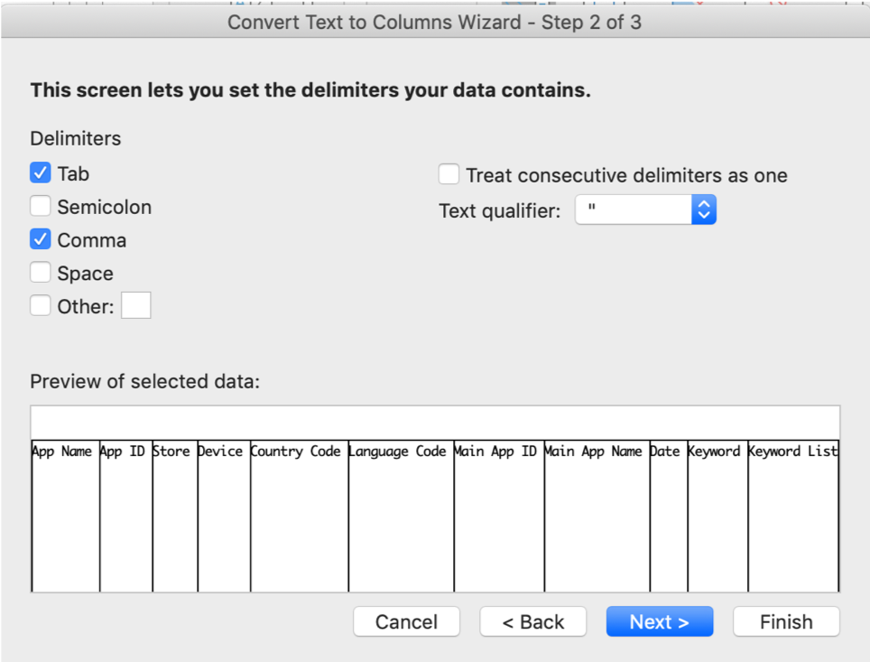AppTweak ASO Tool: CSV to Excel sheets